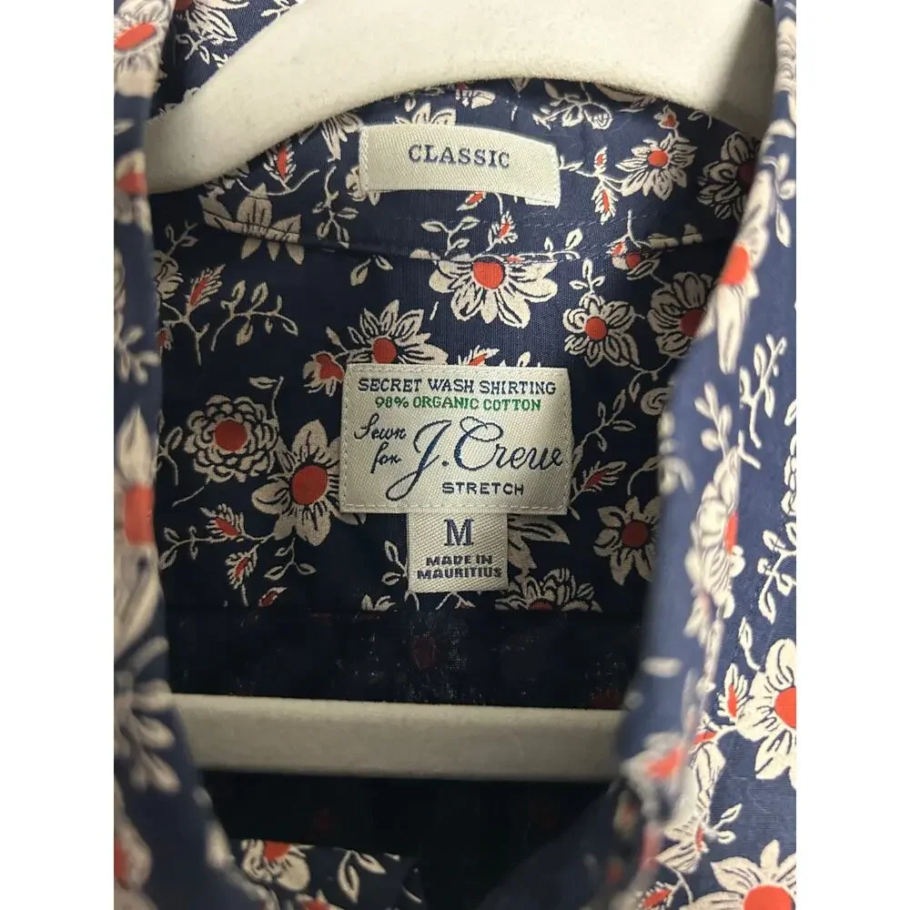 J Crew Men’s Floral Button Down Organic Cotton Shirt Classic Fit Medium
